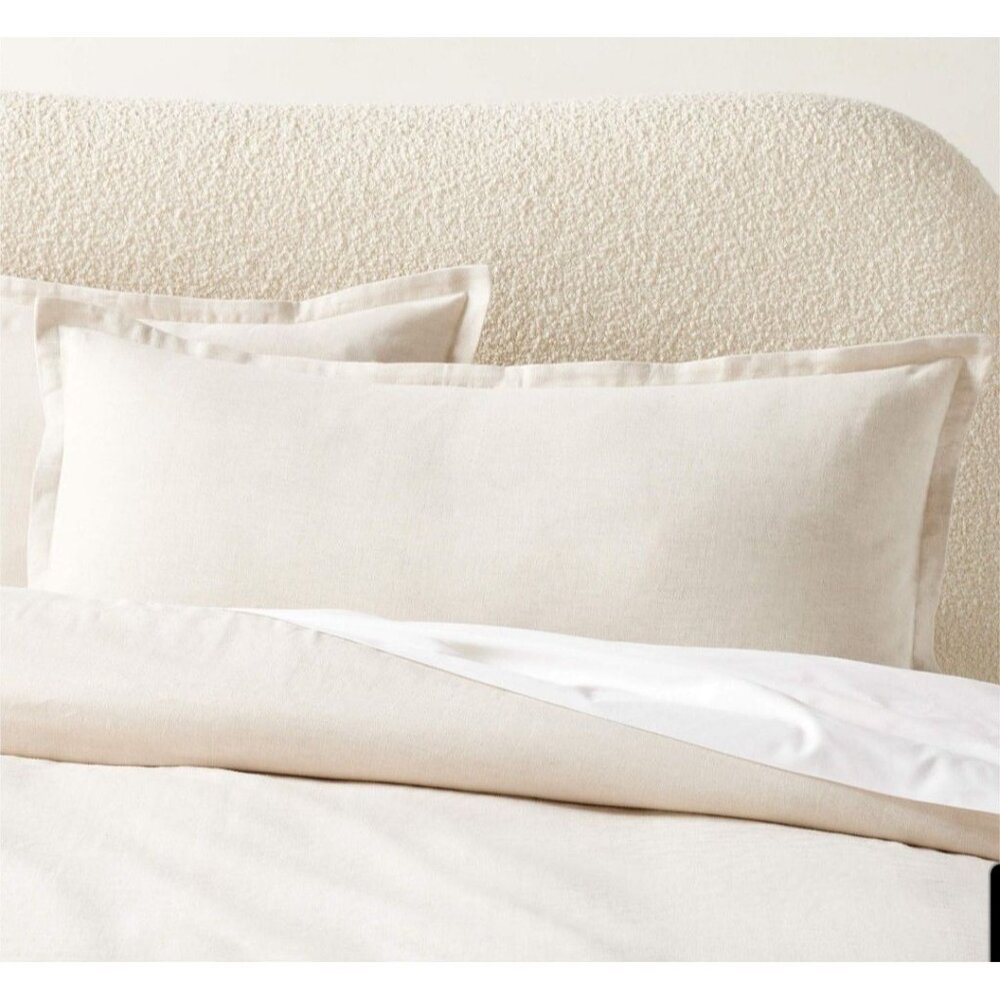 CB2 Kellen Organic Cotton-Blend Beige King Pillow Shams Set of 2
